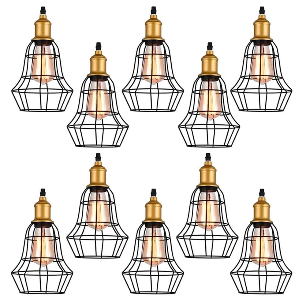 Kit 10 Pendente Aço Taschibra 40w Vintage Lustre Preto 160