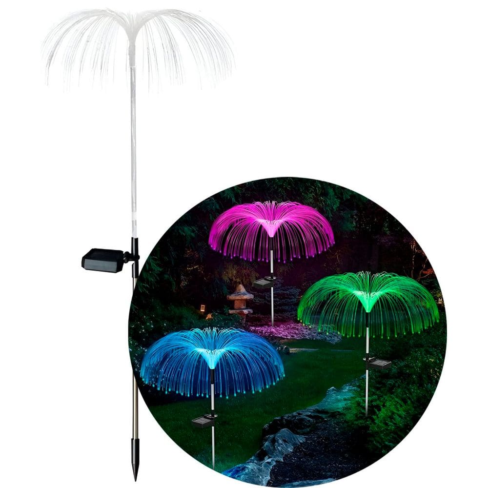 Kit 2 Luminária Solar Decorativa Colorido LED Luzes Jardim