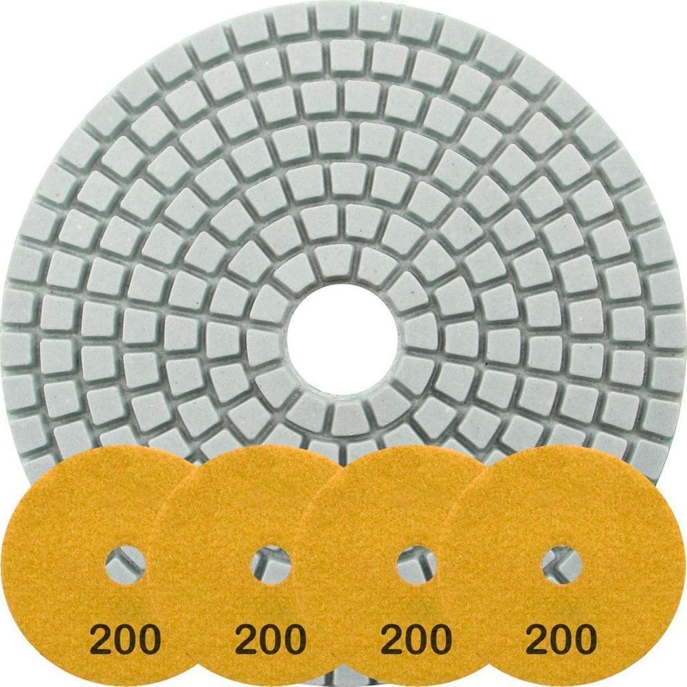 Kit 4 Disco Lixa Polimento Úmido Mármore 10 Cm Grão 200