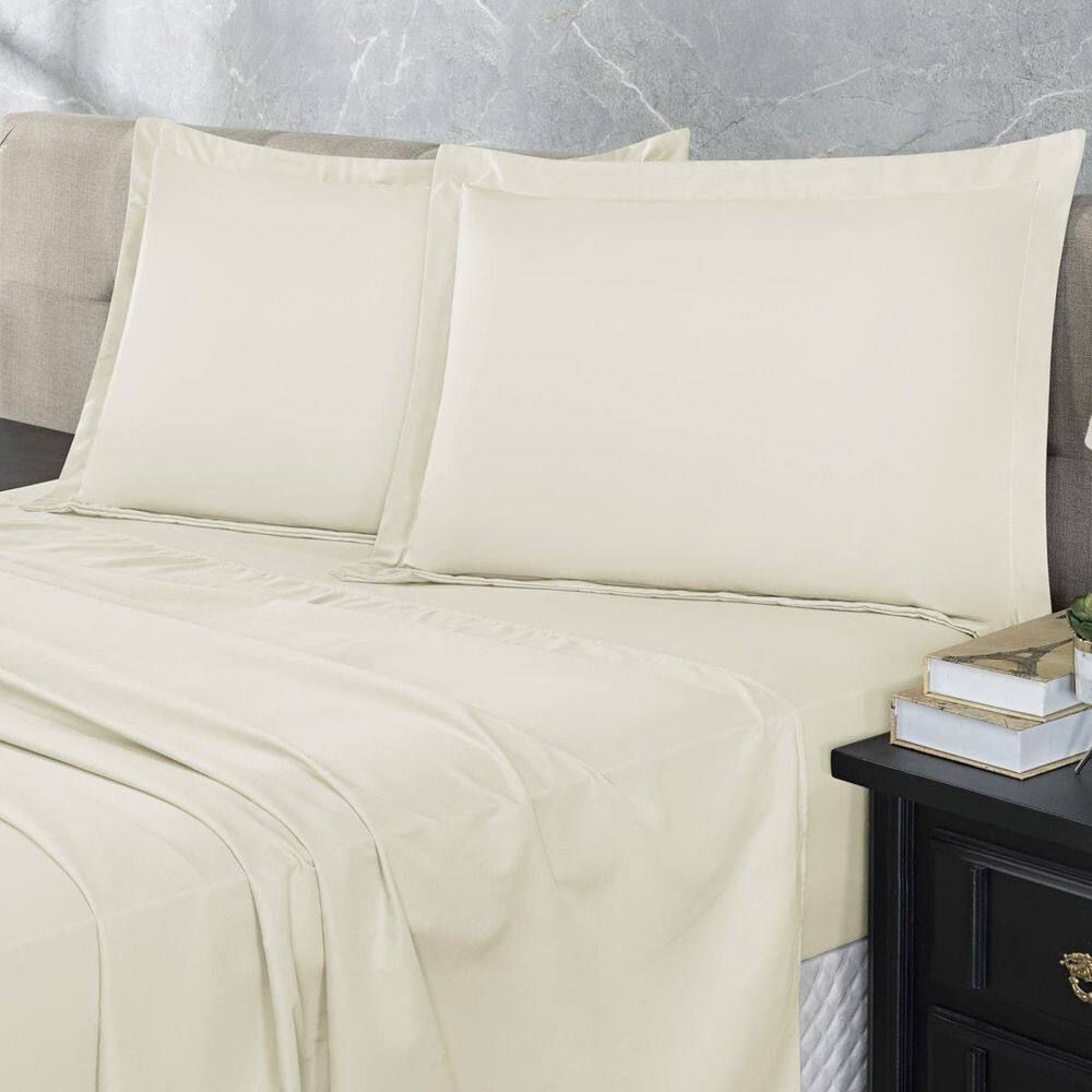 Jogo Lençol 300 Fios Casal 4 Peças Marfim