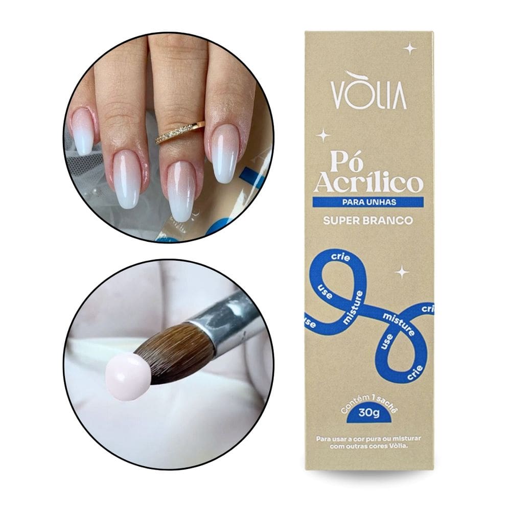 Pó Acrílico Super Branco Alongamento Decoração 30g Vòlia