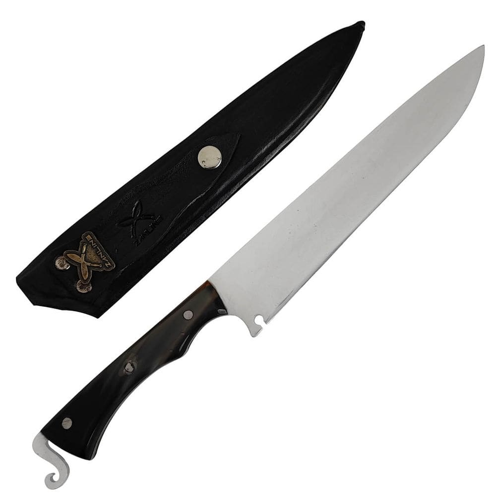 Faca Artesanal 8` Cabo Tala de Chifre Aço Inox Churrasco Rat