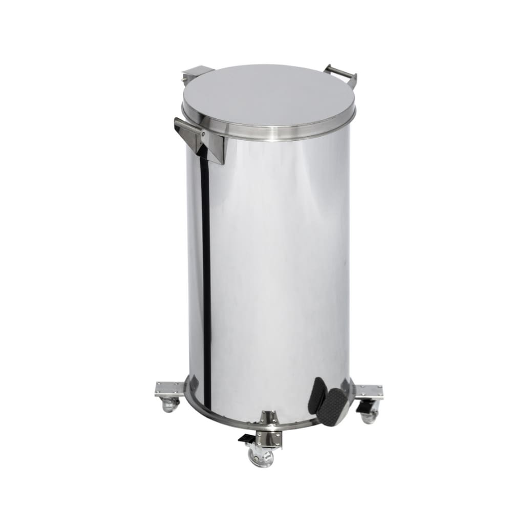 Lixeira em Aço Inox 50L Pedal, Rodízio e Alça