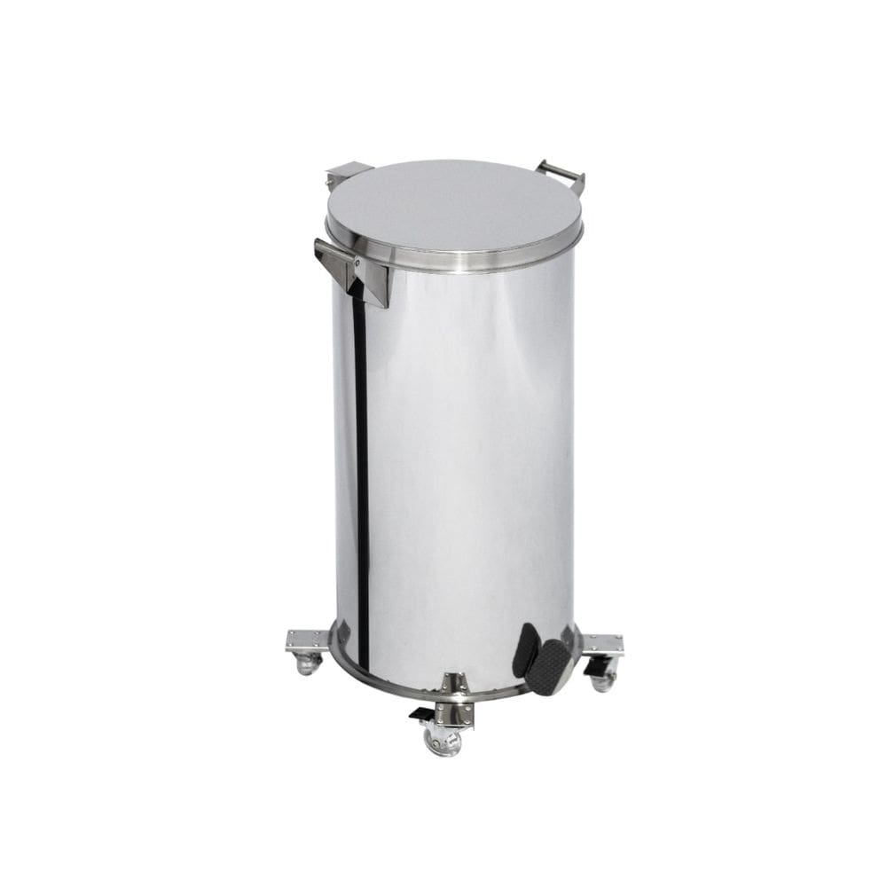 Lixeira Pedal, Rodízio e Alça 80L de Aço Inox