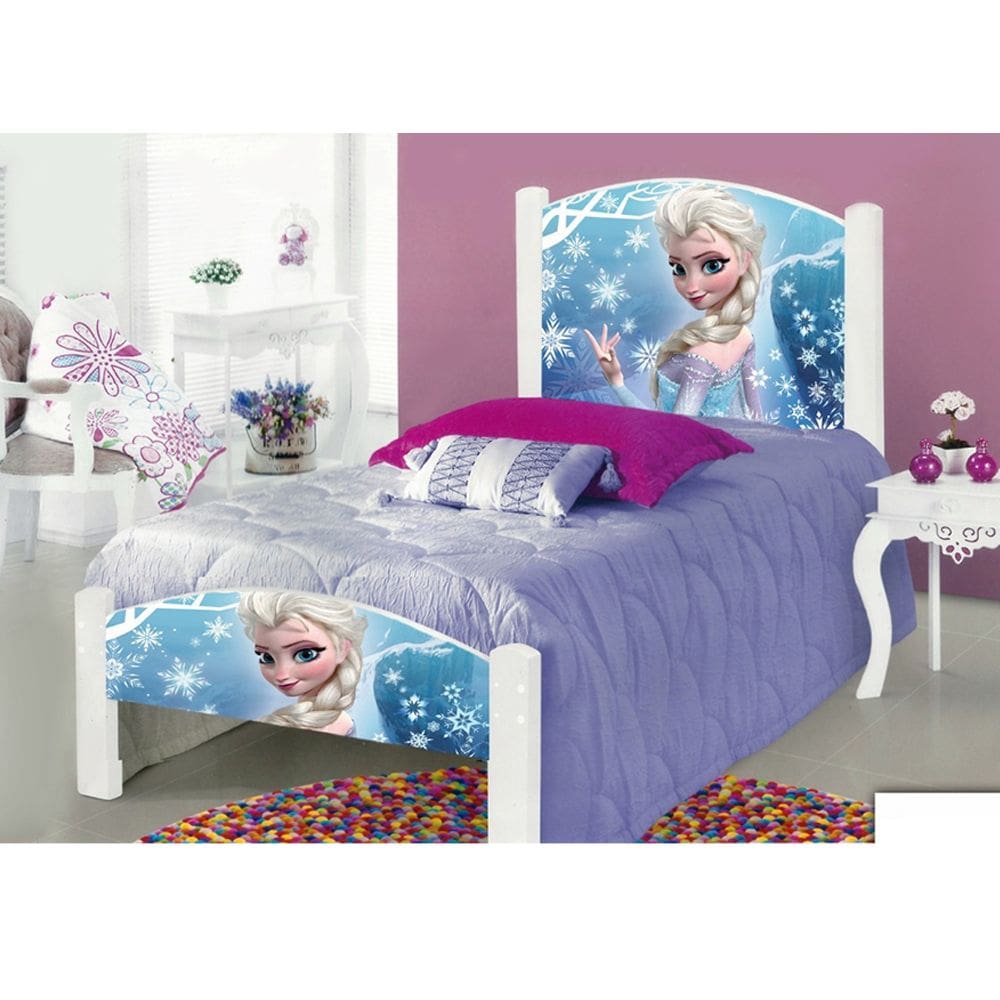Cama Infantil Solteiro Adesivada Frozen