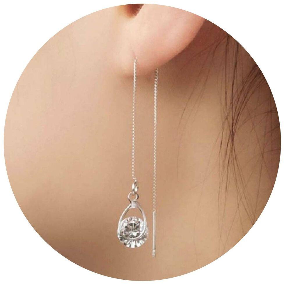 Brincos Femininos Longo Pingente Pedra Strass Mulheres Moda
