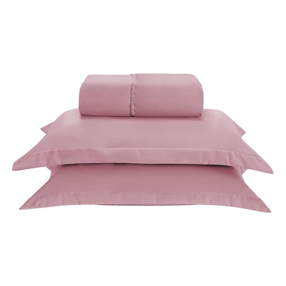 Kit Jogo Lençol Elastico Aba 300 Fios Casal 3 Peças Rose