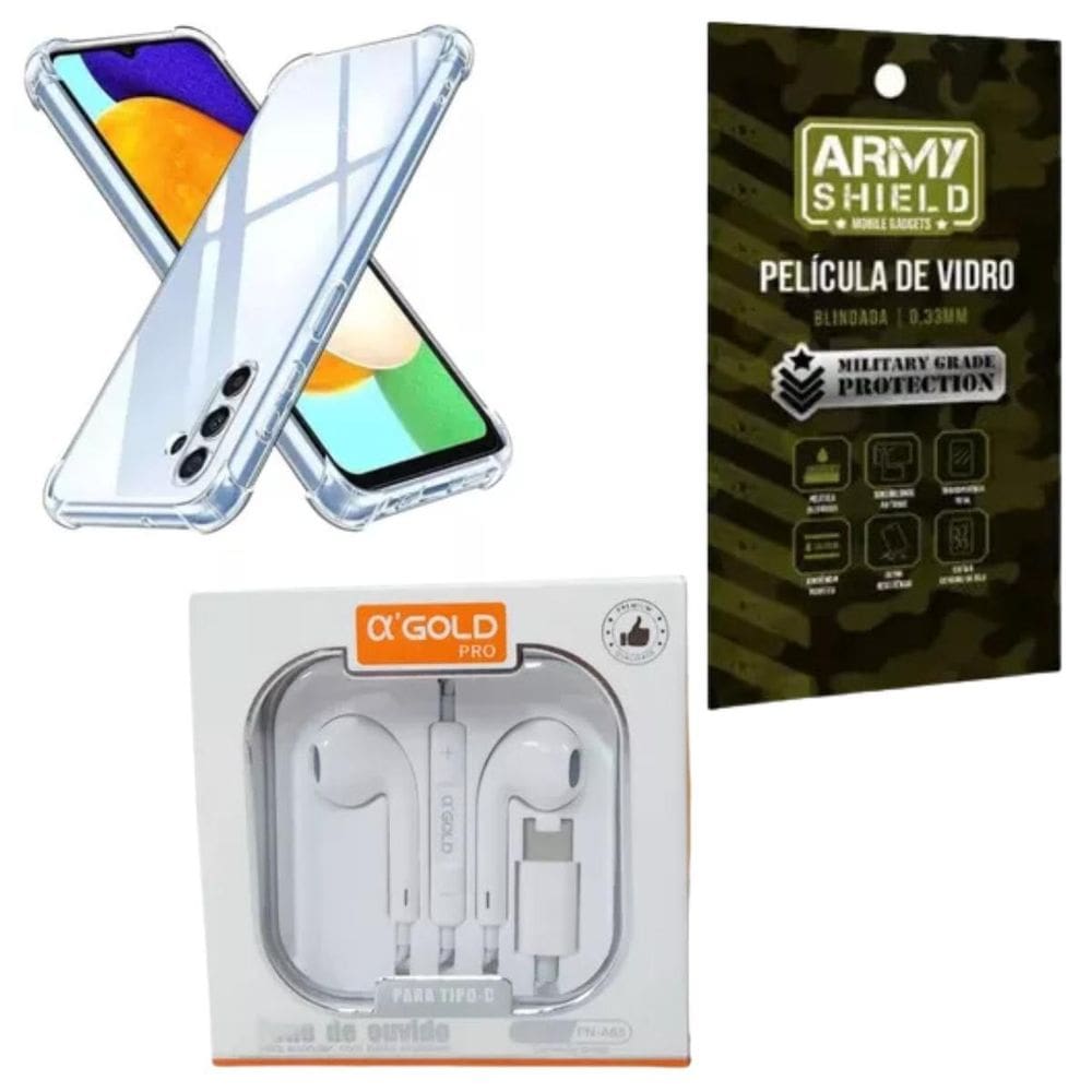 Capa Capinha Para Galaxy A35 + Fone Tipo-C + Pelicula