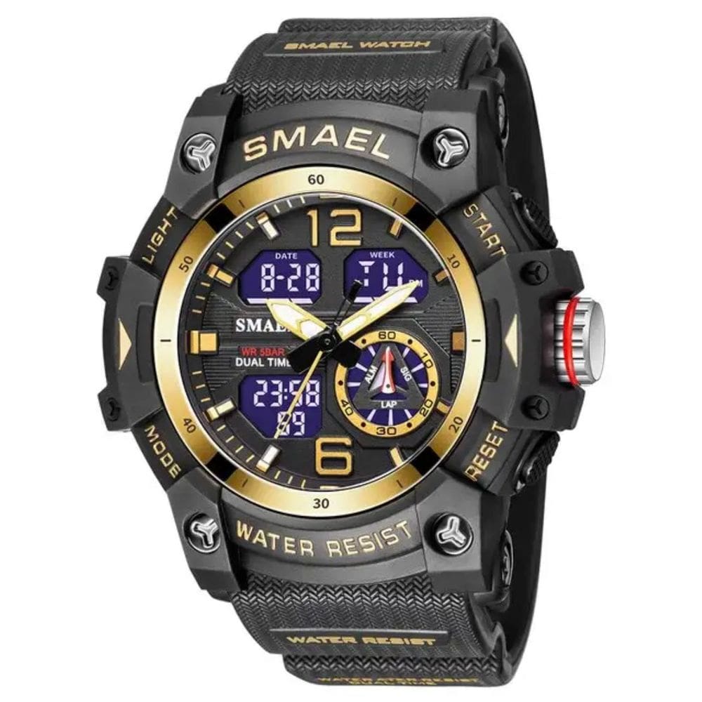 Relógio Estilo Esportivo Smael 8007 - Balck Gold