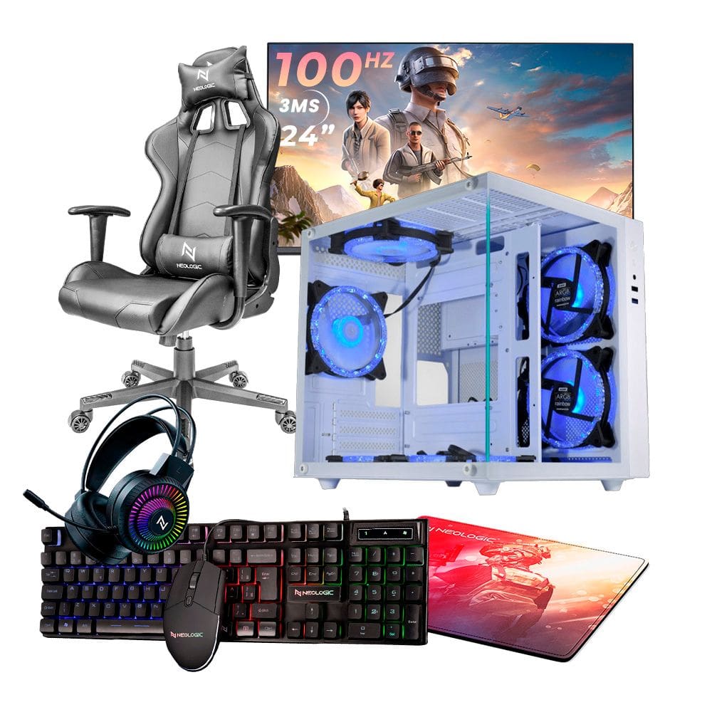 PC GAMER COMPLETO RYZEN 5 5600GT, 16GB 3200MHZ (RADEON VEGA 7), SSD 480GB M.2, 500W 80 PLUS, MONITOR 24" 100HZ, CADEIRA - NLI87591