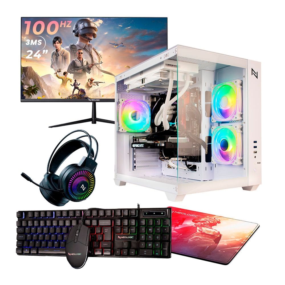 PC GAMER COMPLETO RYZEN 5 5600GT, 16GB 3200MHZ (RADEON VEGA 7), SSD 480GB M.2, 500W 80 PLUS, MONITOR 24" 100HZ - NLI87598