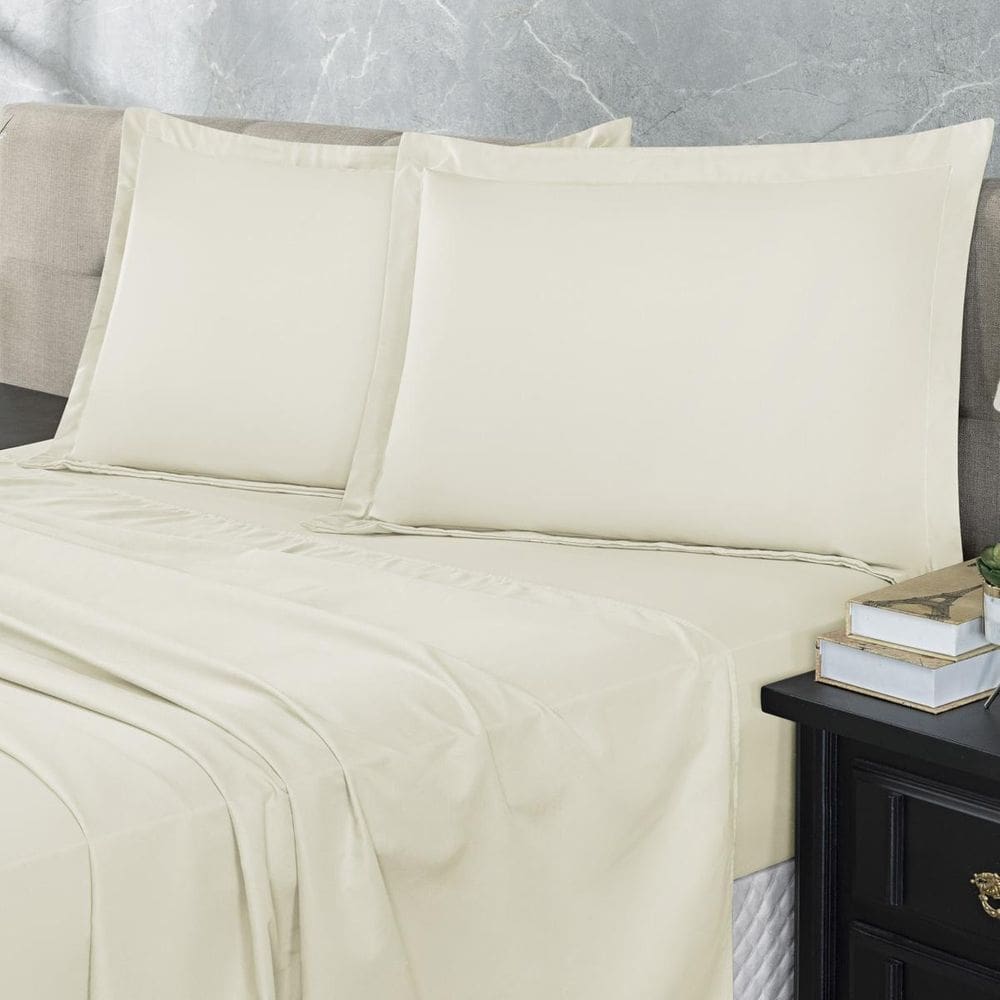 Jogo Lençol 300 Fios Casal 4 Peças Marfim