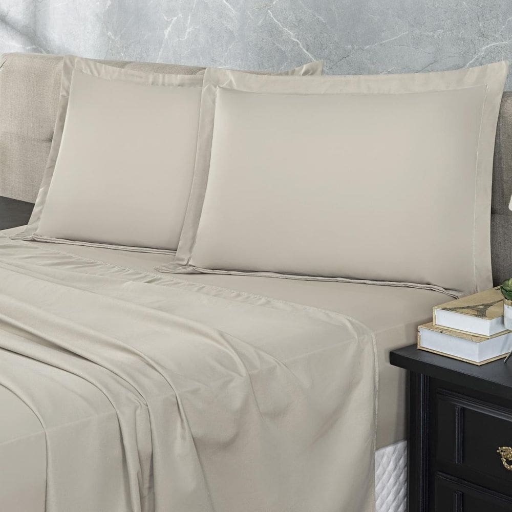 Jogo Lençol 300 Fios Casal Padrão 4 Peças  Bege