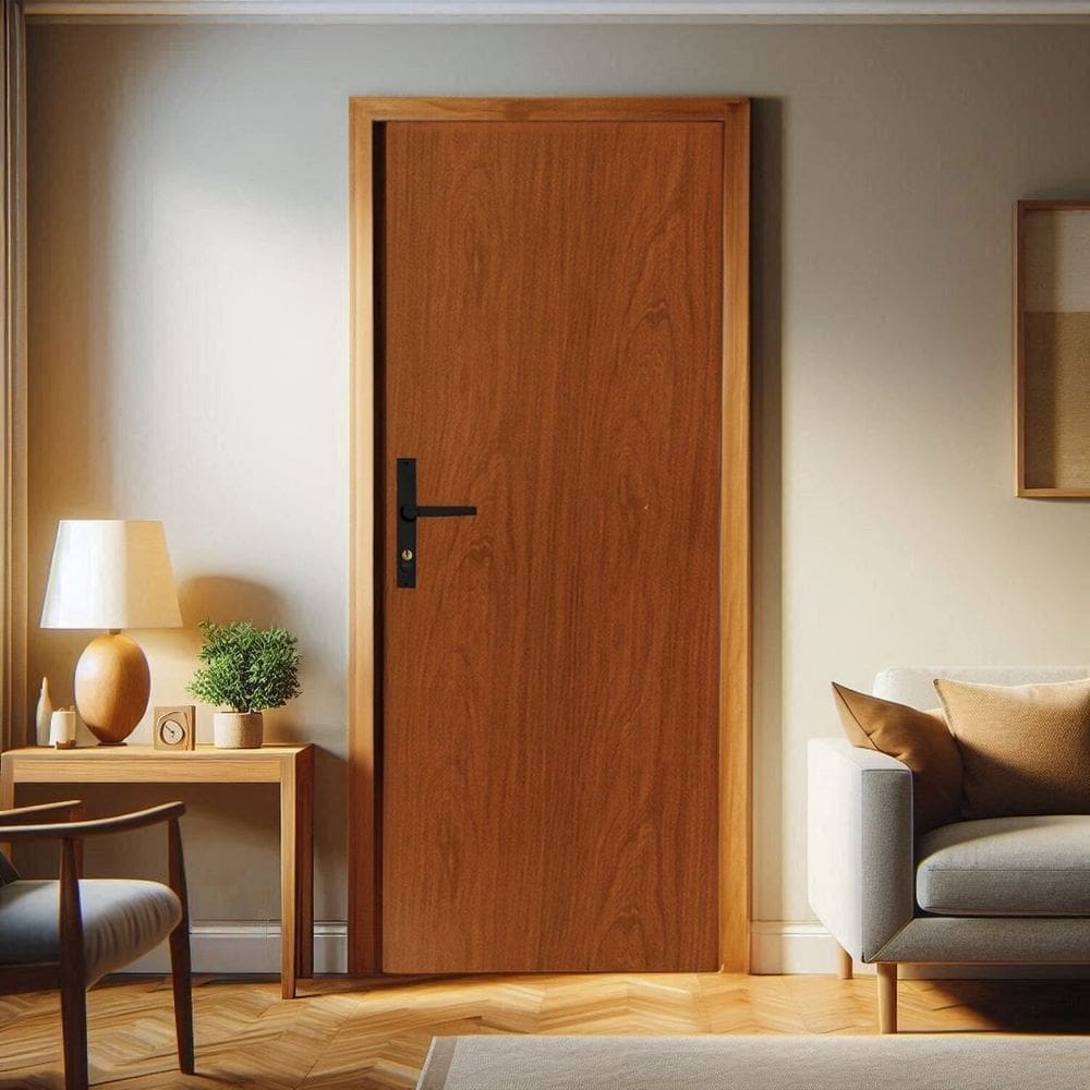 Kit Porta de Madeira 215x95cm Batente de Aço 14cm Duraplac Marrom