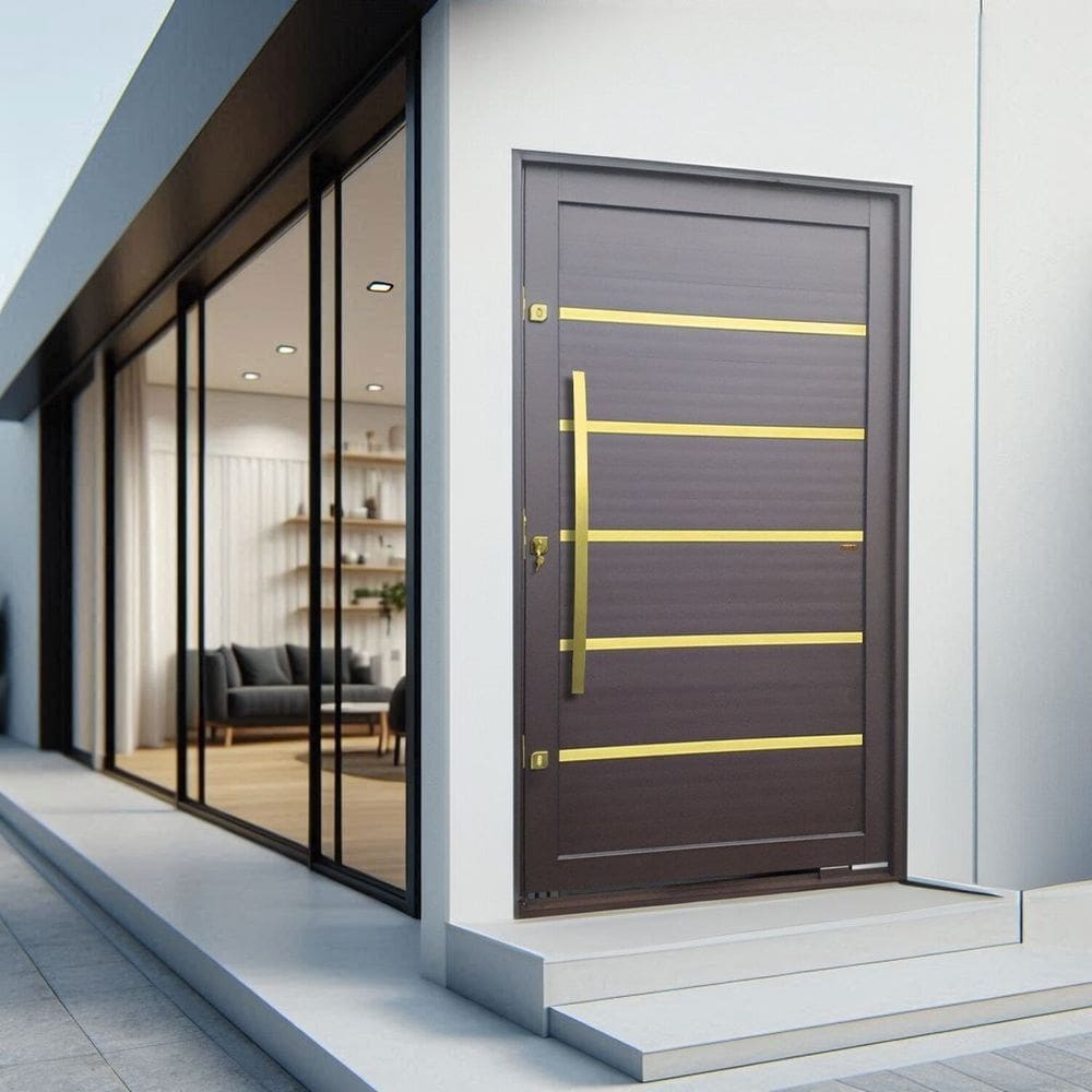 Porta Pivotante Lambril Premium com Puxador Lado Direito Elite 240x150 Corten