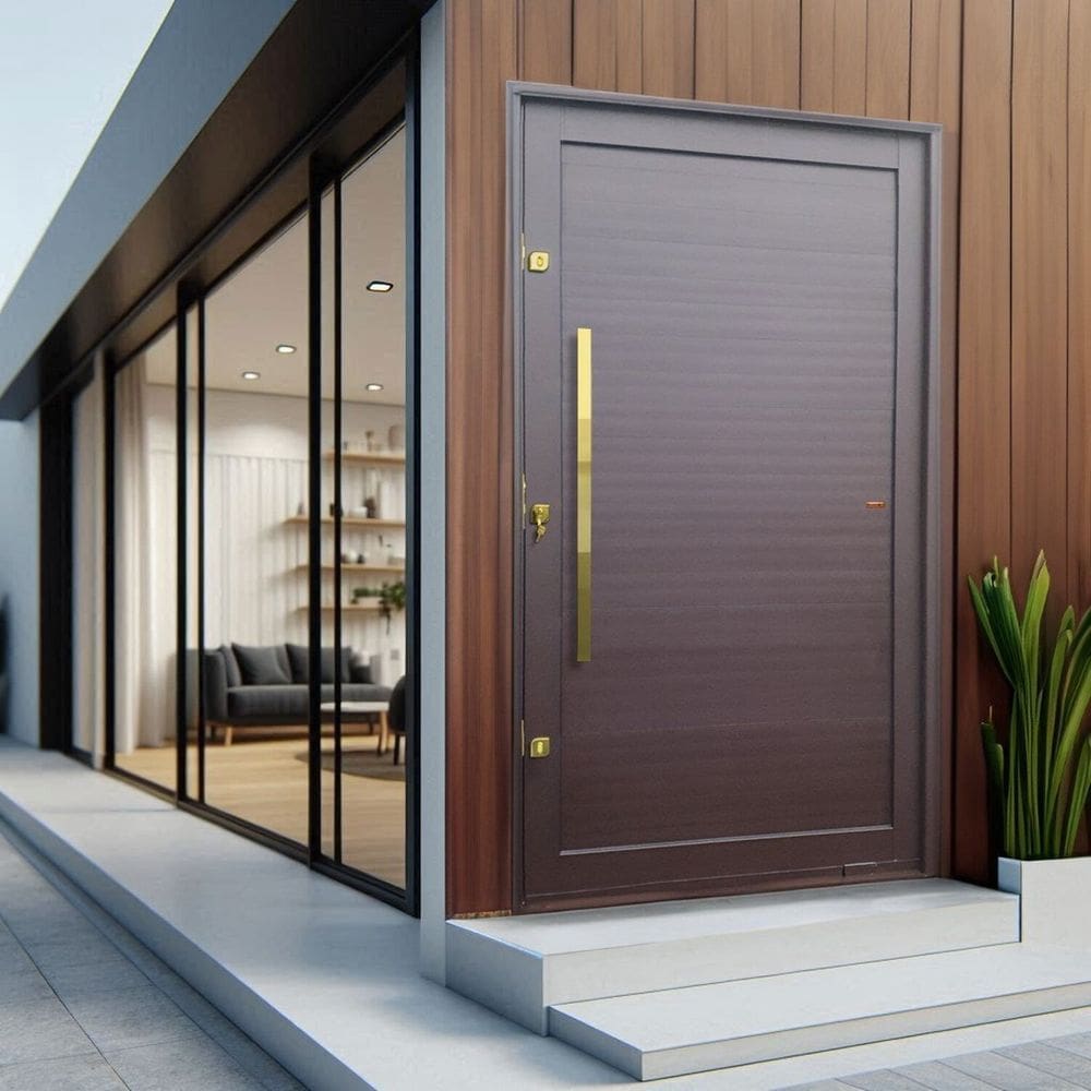 Porta Pivotante Lambril com Puxador Lado Esquerdo Elite 216x150cm Corten