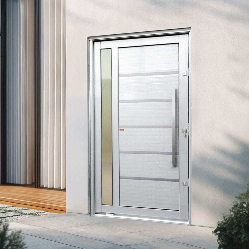 Porta Pivotante Lambril Miraggio com Puxador Lado Direito Elite 240x130 Branco
