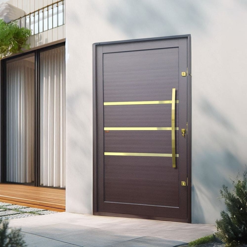 Porta Pivotante Lambril Evolution com Puxador Lado Esquerdo Elite 216x130cm Corten