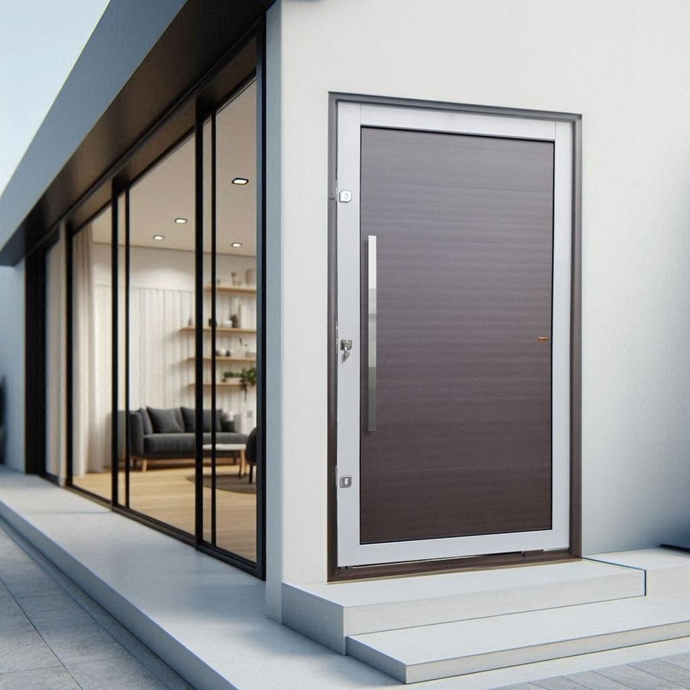 Porta Pivotante Lambril com Puxador Lado Esquerdo Elite 240x120 Mix Corten
