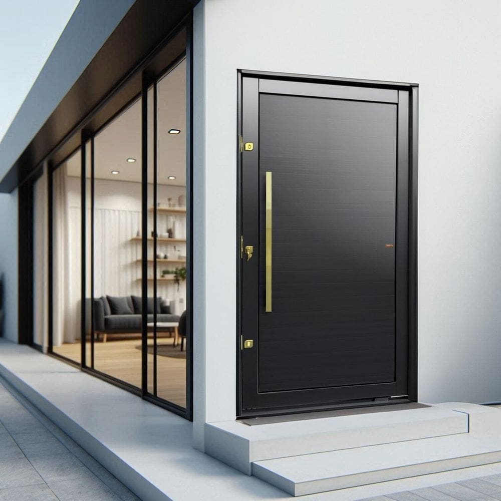 Porta Pivotante Lambril com Puxador Lado Direito Elite 216x150 Preto