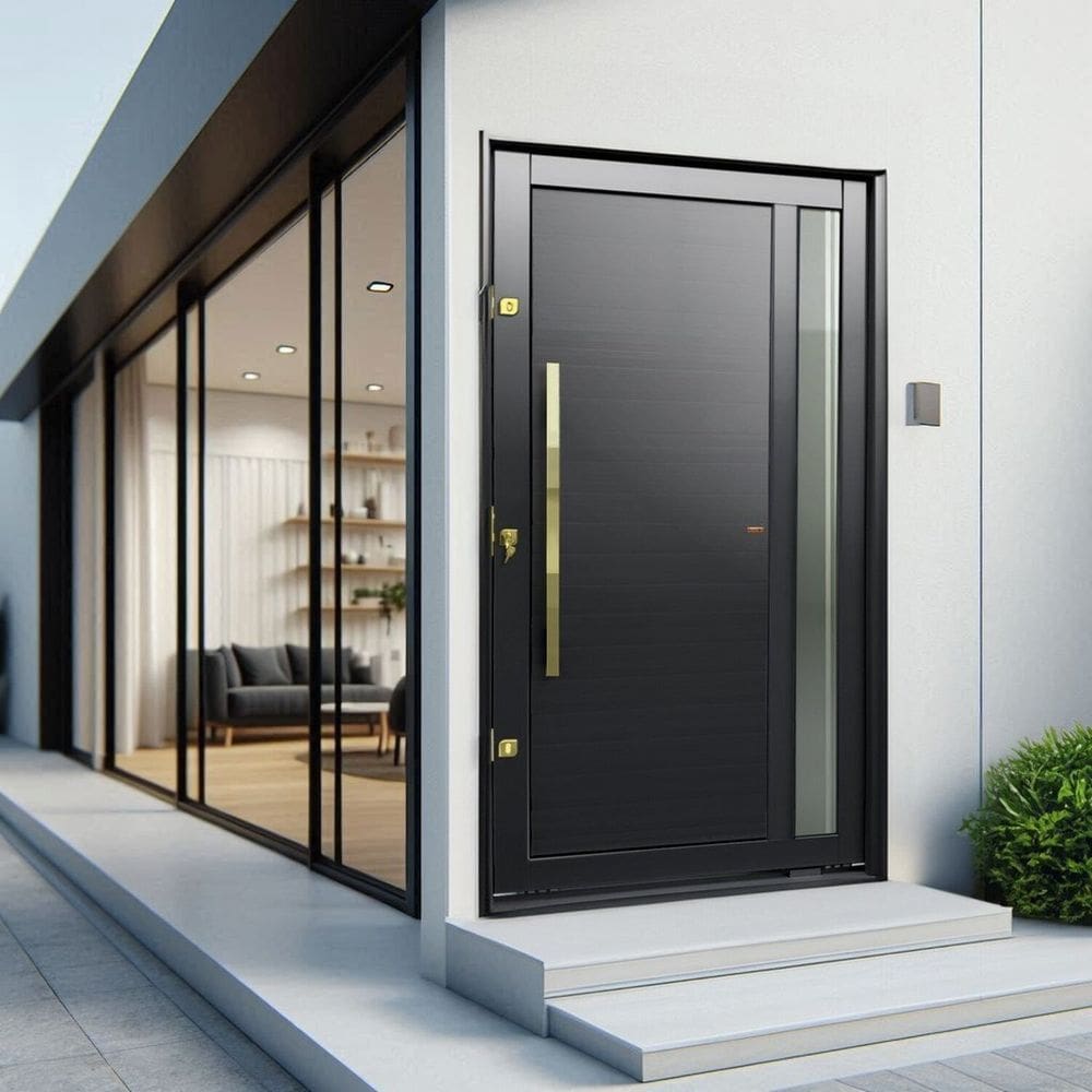 Porta Pivotante Lambril Visione com Puxador Lado Esquerdo Elite 216x100 Preto