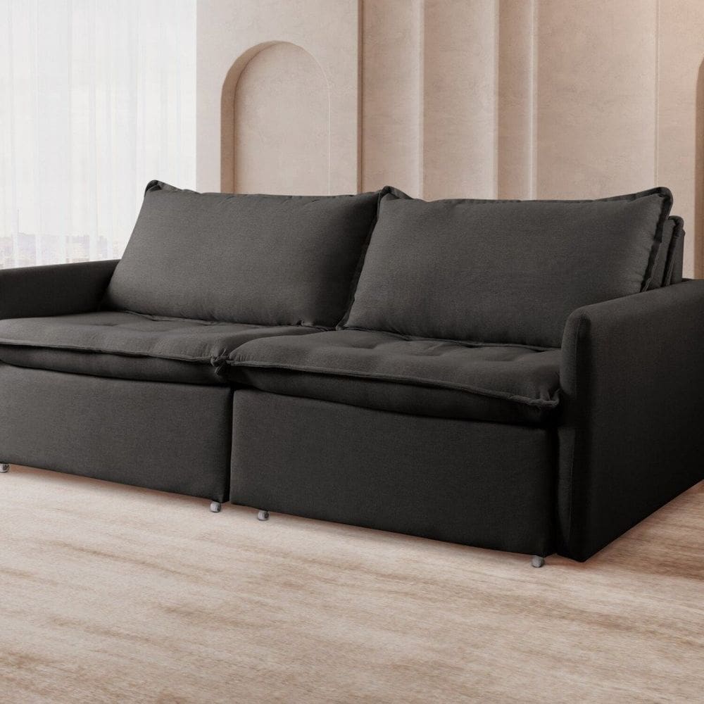 Sofá Cama Retrátil 220 Cm Califórnia Preto