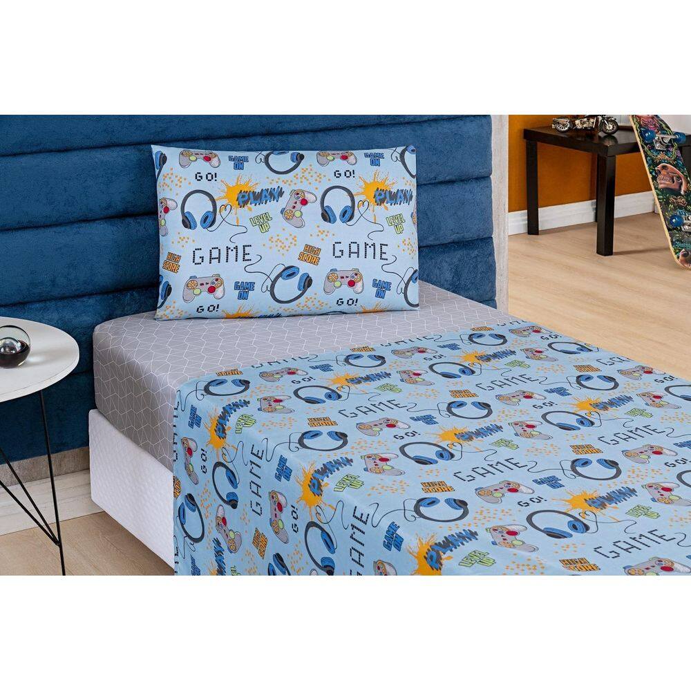 Jogo De Lençol Bouti Kids Solteiro 3 Peças Estampado Game