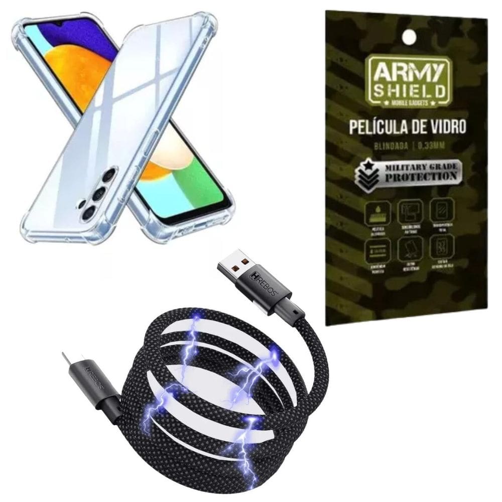 Capinha Para Galaxy M35 + Cabo Tipo-C Magnético + Pel