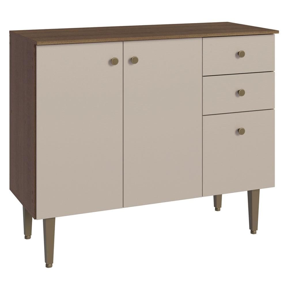 Balcão Gabinete 3 Portas 1 Gaveta Rustic/Crema Gourmet Madesa
