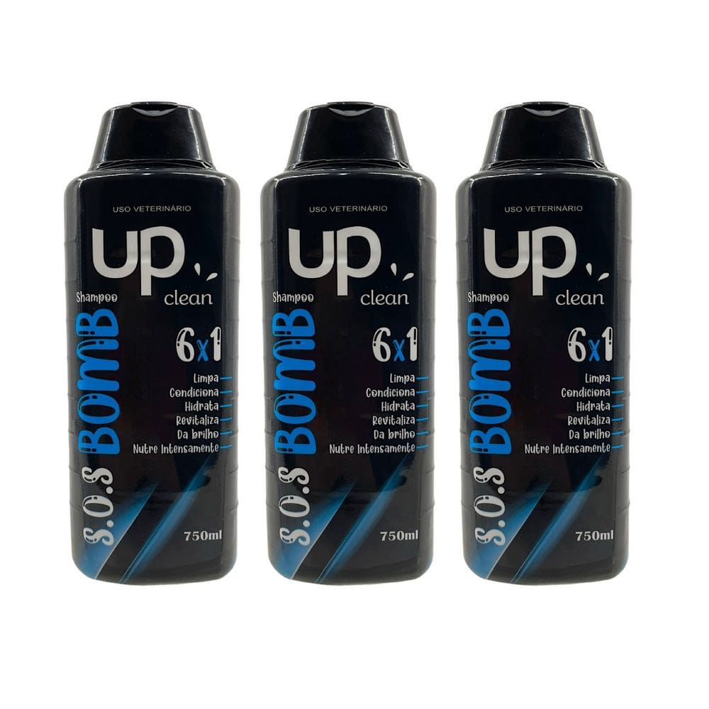 3x Shampoo 6 Em 1 Condicionador Hidrata Pet Cães E Gatos 750ml