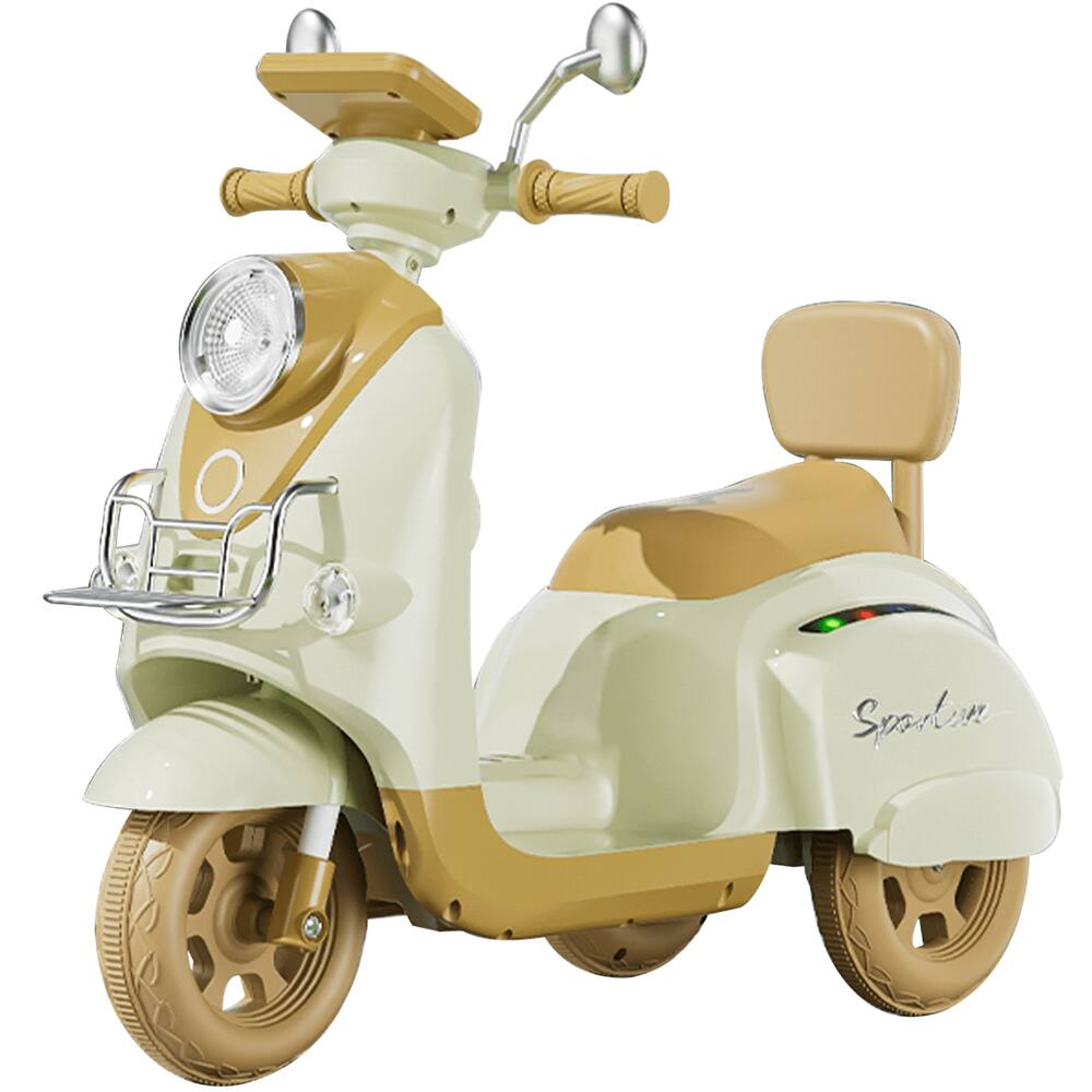 Moto Eletrica Shiny Toys Vespa Sportive Scooter 6V Retro Bege