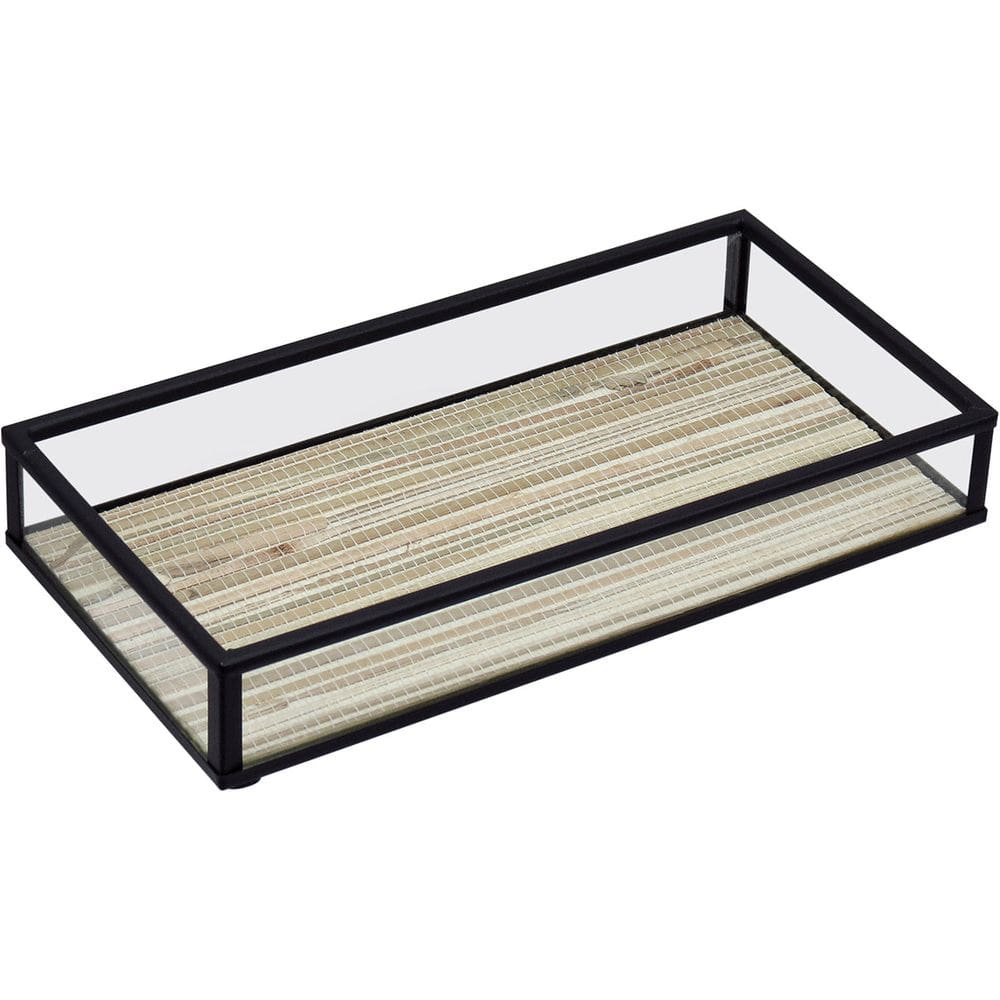 BANDEJA DECORATIVA ENFEITE PARA SERVIR HOME&CO VIDRO 3x10x20cm BEGE