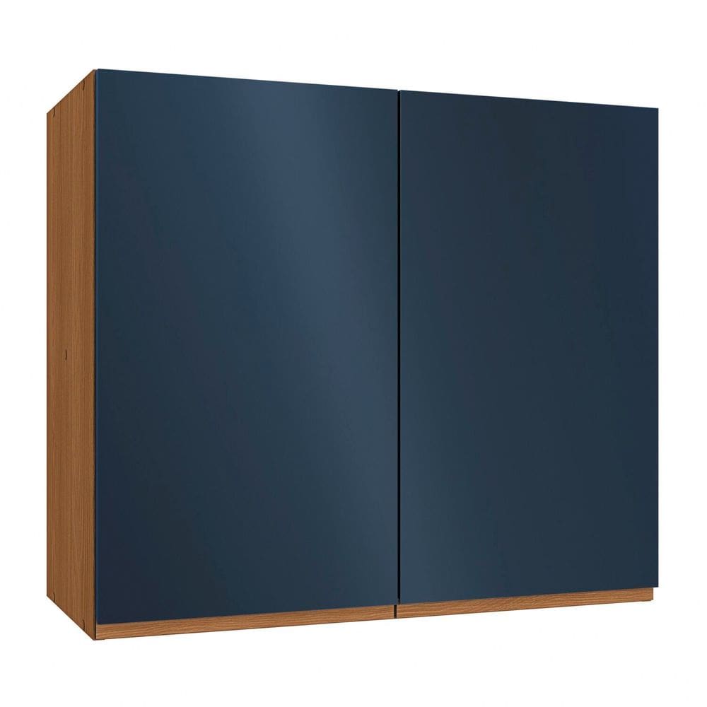 Aéreo 2 Portas de 800mm de Madeira, Estilo Contemporanêo Canela/ Azul