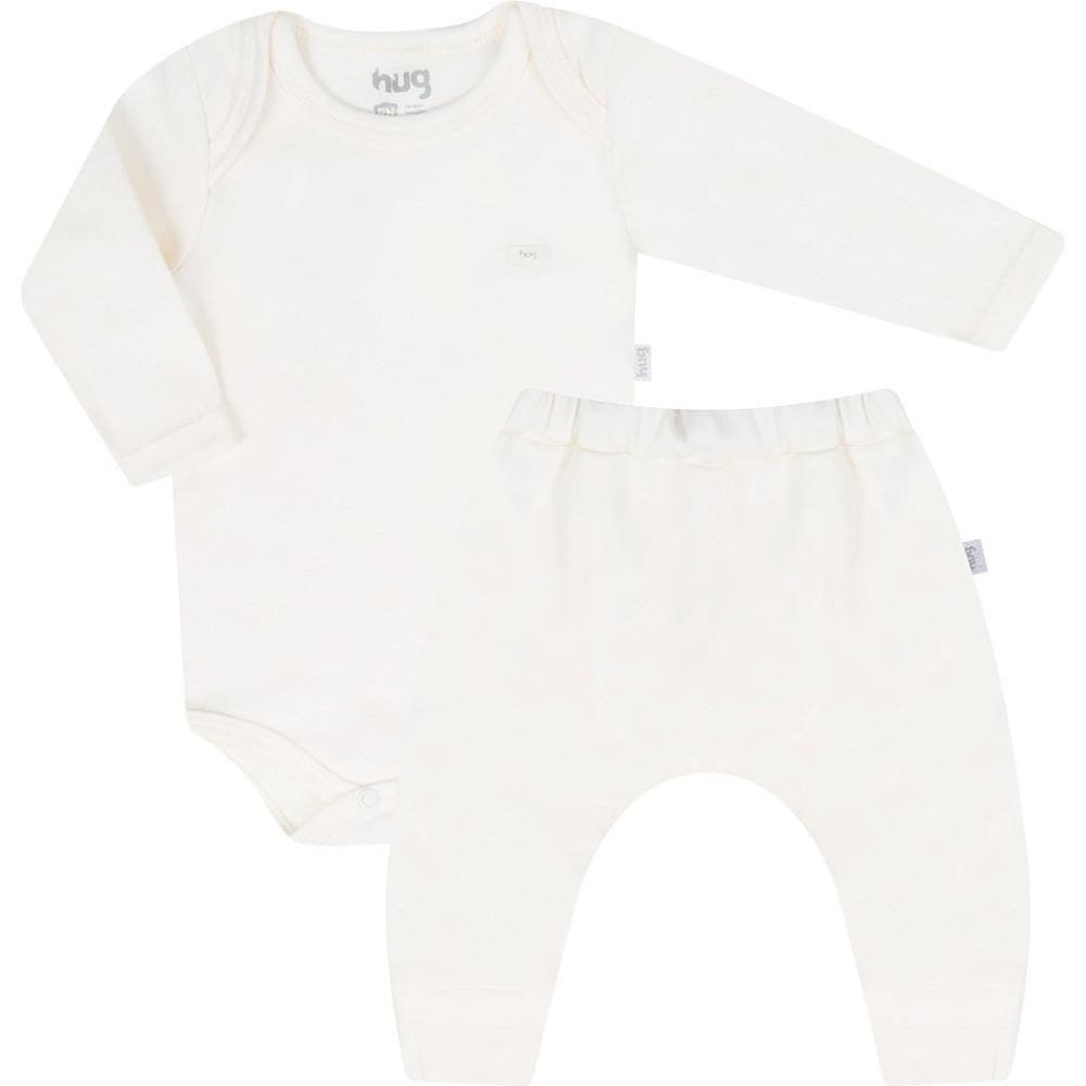 Conjunto de Body Hug Longo Com Calça Saruel Branco