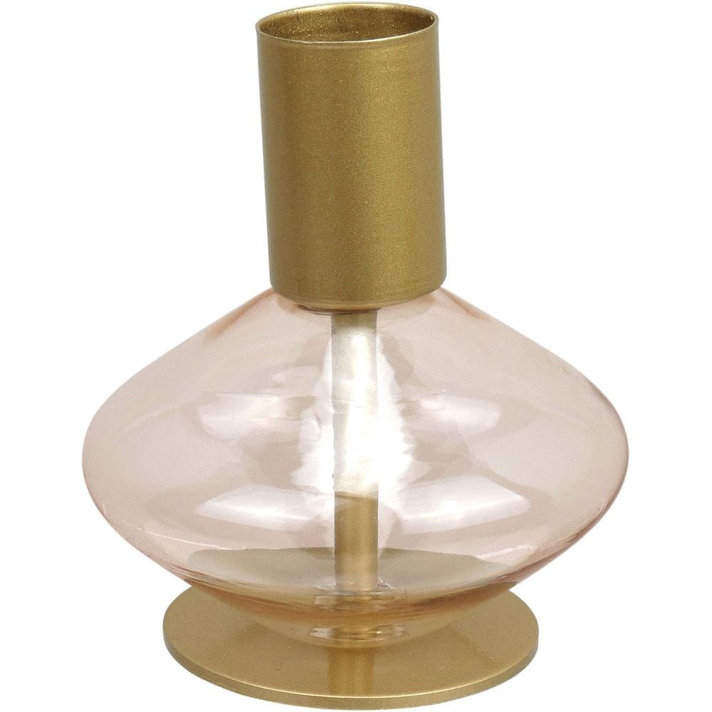 CASTIÇAL PORTA VELA DECORATIVO HOME&CO VIDRO 8x7x7cm ROSA