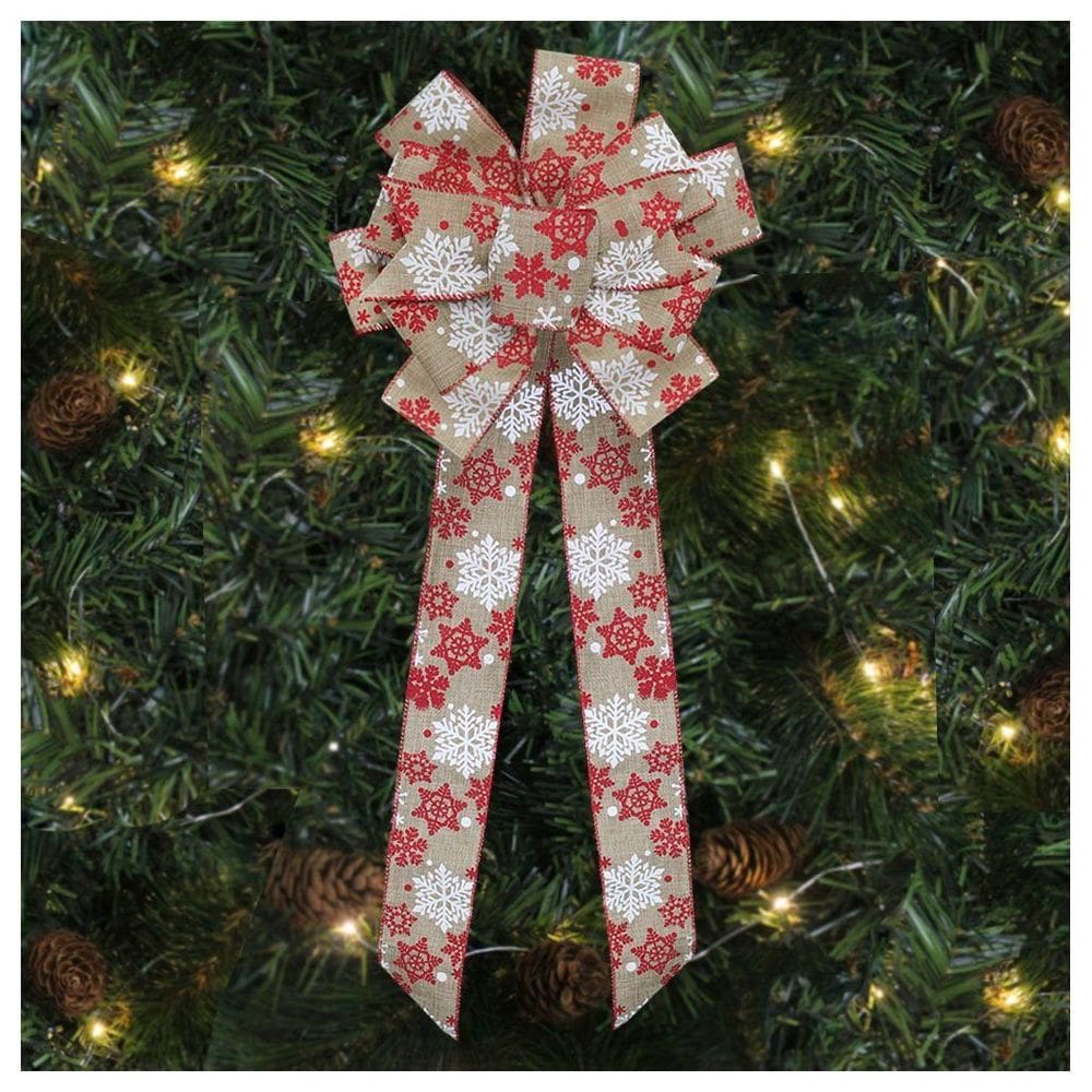Enfeite Árvore Natal Laço Decorado Flocos De Neve 78 Cm
