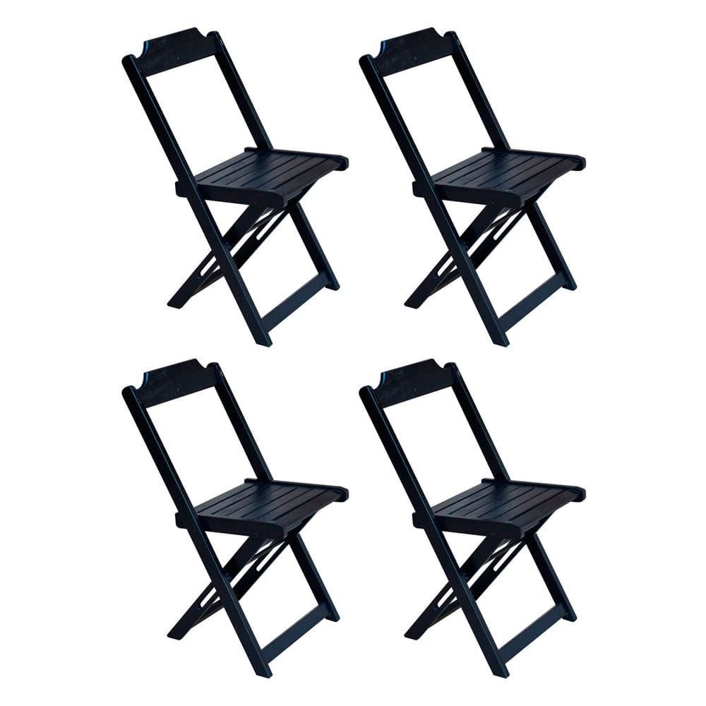 Kit 4 Cadeiras de Madeira Dobravel  Preto