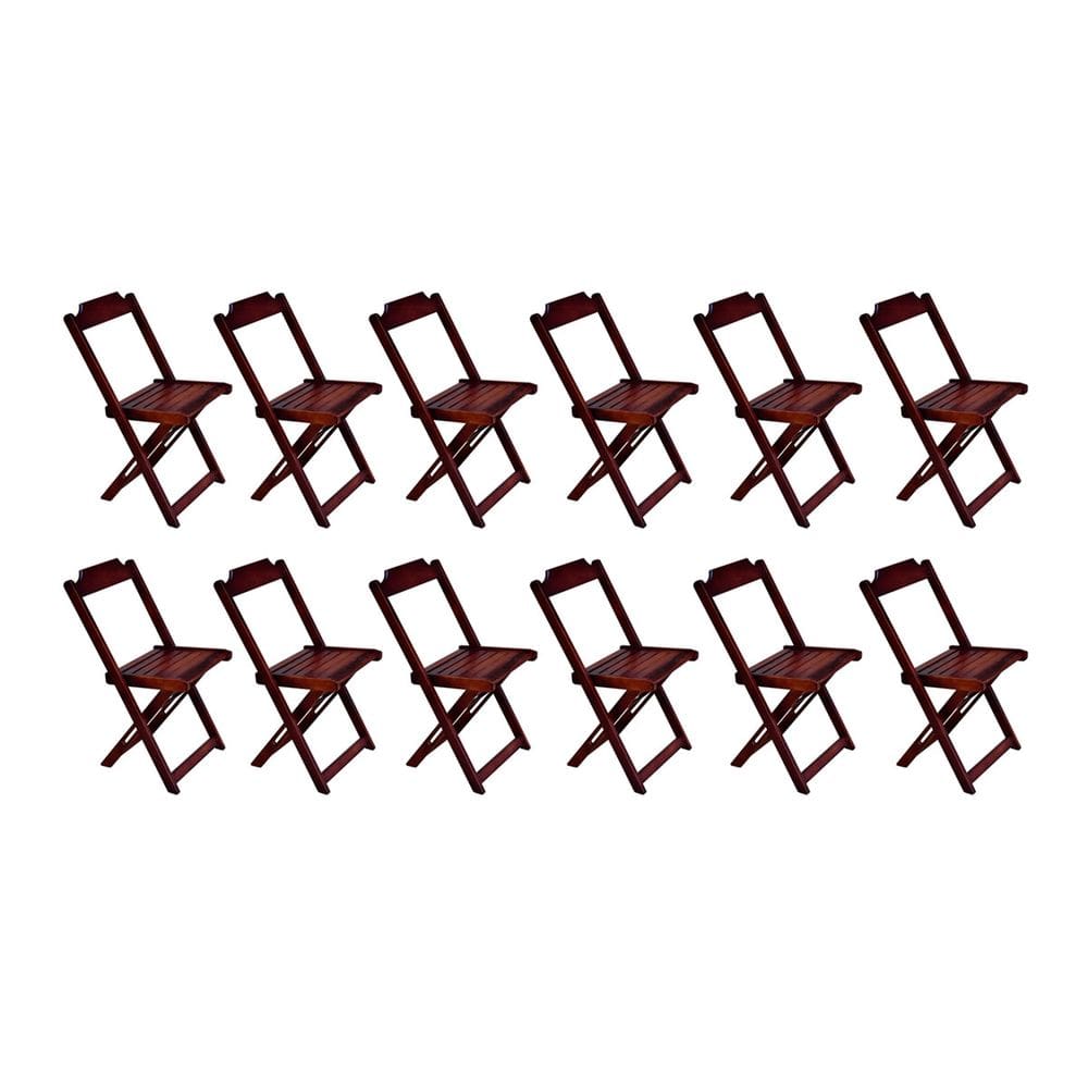 Kit 12 Cadeiras de Madeira Dobravel  Imbuia
