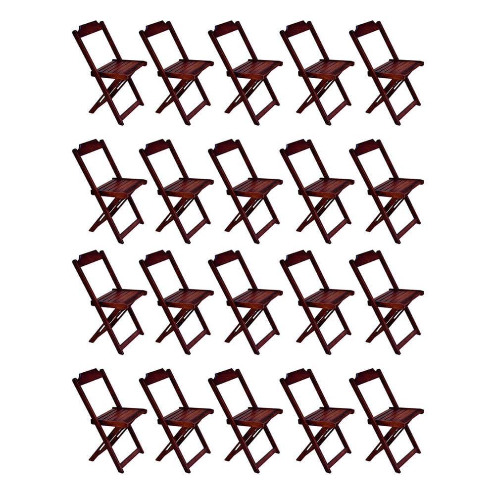 Kit 20 Cadeiras de Madeira Dobravel  Imbuia