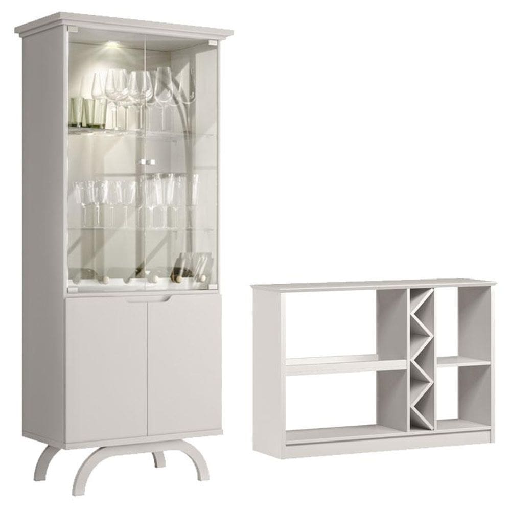 Cristaleira Vicenza com Aparador Isis Off White – New Ceval