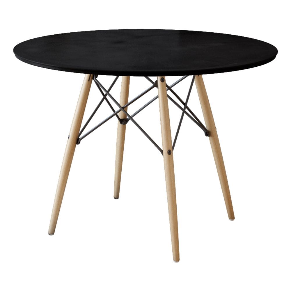 Mesa Dkr Eiffel Redondo Tampo De Madeira 110cm Preto