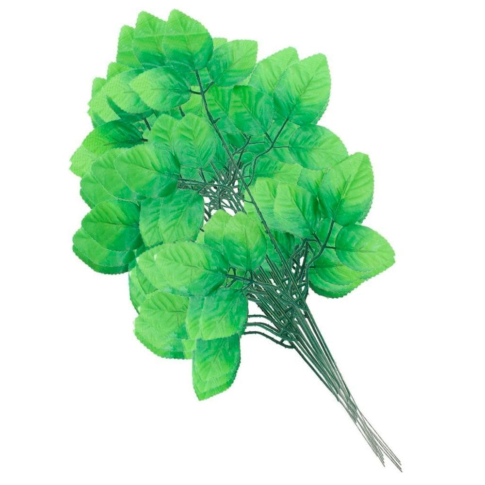 96 Ramos Decoração Arranjo Folhas de Rosa Artificial Planta Plástico 5 Galhos Cada 47cm