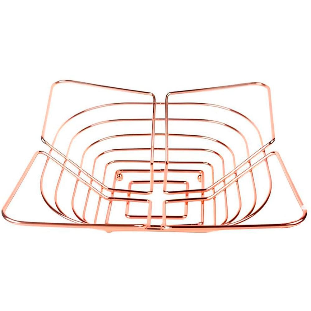 Fruteira Cesta De Mesa Cozinha Rose Gold Inox Elegante 28cm