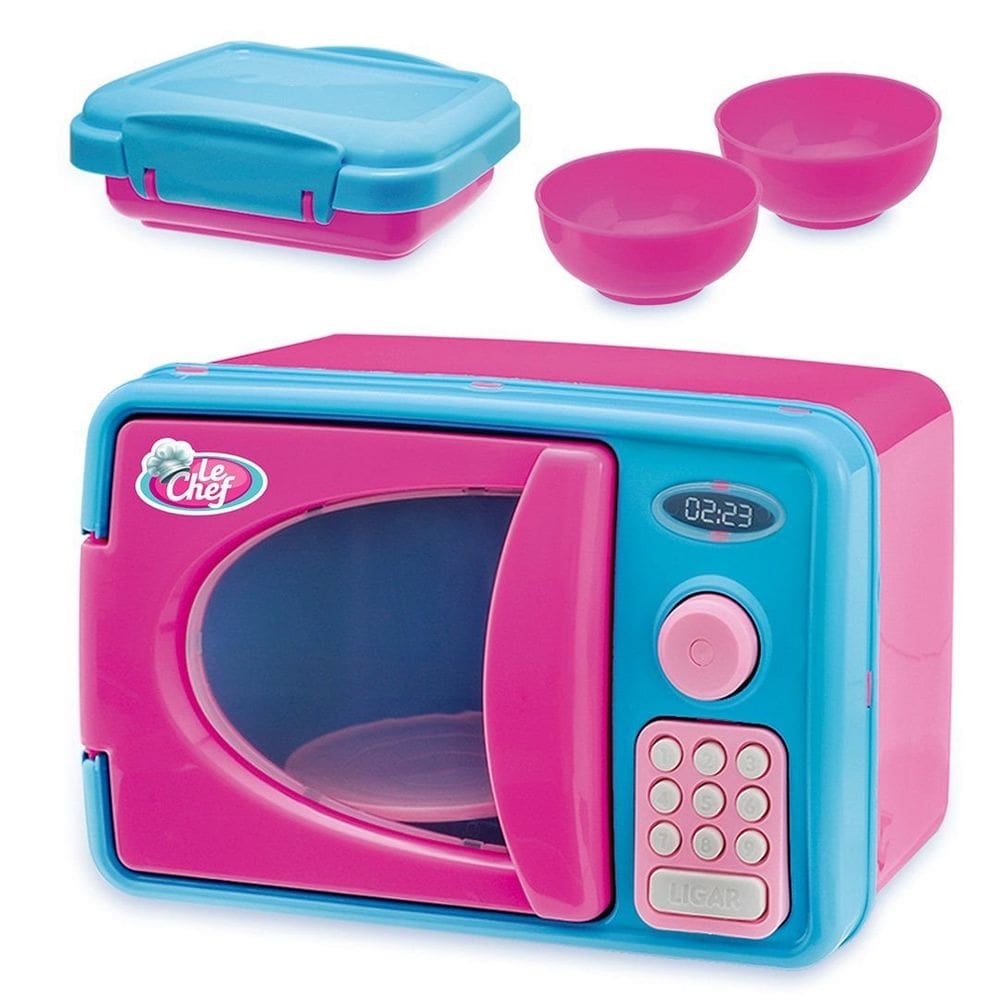 Brinquedo Kit Mini Microondas Coleção Le Chef Luz e Som