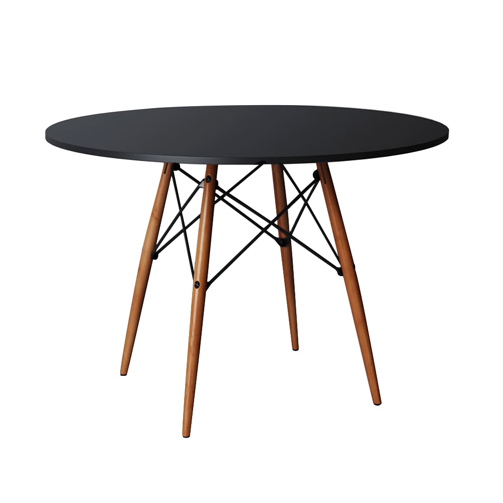 Mesa Eames Eiffel Redondo Tampo de Madeira 80cm Preta