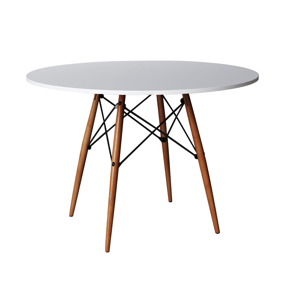 Mesa Eames Eiffel Redondo Tampo De Madeira 80cm Branca