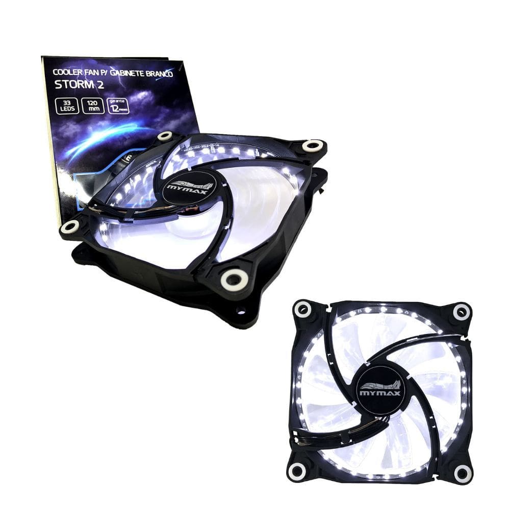 Cooler Fan 120mm Storm II - Preto LED Branco - MYMAX