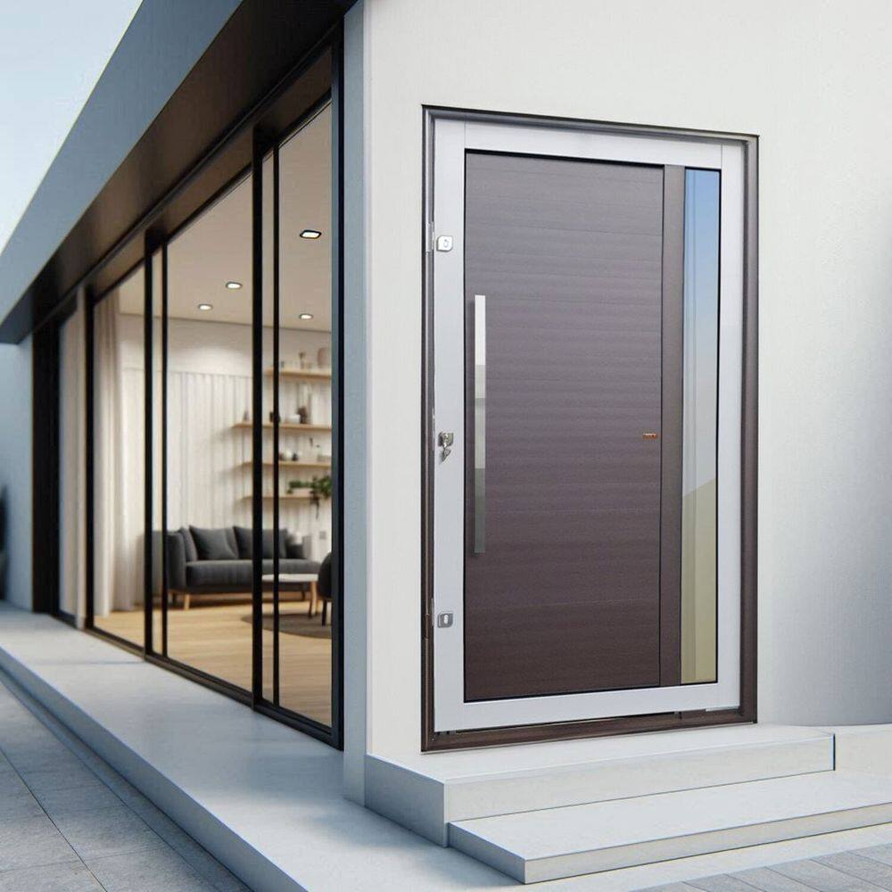 Porta Pivotante Lambril Visione com Puxador Lado Direito Elite 216x130 Mix Corten