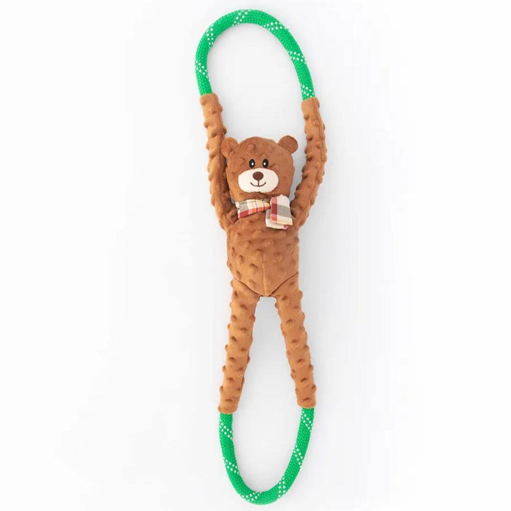 Pelúcia RopeTugz Bear Zippypaws Brinquedo Urso Cabo de Guerra com Apito Para Cães