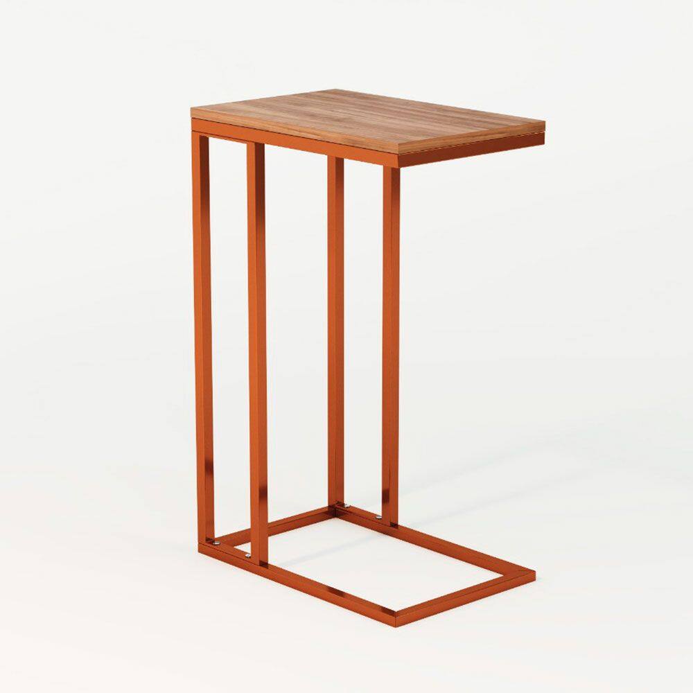 Mesa Lateral Encaixe Elena Cobre E Tampo Amendoa New Green